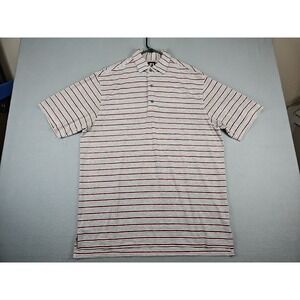 Footjoy FJ Men's Size Large Short Sleeve Golf Polo Shirt Red Gray White Striped